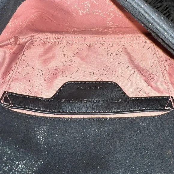Stella McCartney Shimmery Black Shaggy Deer Studded Falabella Crossbody/Dust Bag - Picture 9 of 12